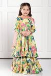 Buy_The Pony & Peony Co._Green Cotton Print Floral Kaira Anarkali Sharara Set _Online_at_Aza_Fashions