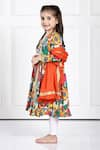 The Pony & Peony Co._Orange Cotton Print Floral Contrast Anarkali Pant Set _Online_at_Aza_Fashions