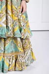 The Pony & Peony Co._Yellow Rayon Print Floral Aariana Anarkali Sharara Set _at_Aza_Fashions