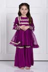 The Pony & Peony Co._Purple Rayon Embellished Gota Amairah Anarkali Sharara Set _Online_at_Aza_Fashions