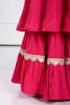 Shop_The Pony & Peony Co._Pink Rayon Embellished Gota Anahira Anarkali Sharara Set 