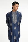 Shop_Aisha Rao_Blue Silk Embellished Sequin Regalia Floral Kurta With Pant _Online_at_Aza_Fashions