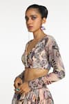 Aisha Rao_Purple Organza Embellished Sequins Iriscent Abstract Floral Print Lehenga Set _Online_at_Aza_Fashions