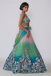 Buy_Aisha Rao_Blue Viscose Organza Embellished Sequins Isodora Applique Ombre Lehenga Set _Online_at_Aza_Fashions