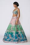 Shop_Aisha Rao_Blue Raw Silk Embellished Sequins Isolena Ombre Floral Applique Lehenga Set _Online_at_Aza_Fashions