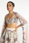 Aisha Rao_Ivory Raw Silk Embellished Sequins Square Lunara Floral Applique Lehenga Set _Online_at_Aza_Fashions