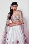 Shop_Aisha Rao_Ivory Raw Silk Embellished Sequins Magnolia Floral Garden Applique Lehenga Set _Online_at_Aza_Fashions