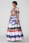 Shop_Aisha Rao_Multi Color Organza Mystique Abstract Print Lehenga With Applique Blouse _at_Aza_Fashions