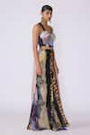 Buy_Aisha Rao_Purple Cupro Shimmer Crush Embellished Nyxen Printed Cut-out Mermaid Gown _at_Aza_Fashions