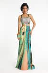 Buy_Aisha Rao_Blue Cupro Shimmer Crush Embellished Nyxenpop Cut-out Printed Mermaid Gown _at_Aza_Fashions