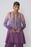 Shop_Aisha Rao_Purple Dupatta Tulle Embroidered Sequin Round Amyra Kurta Gharara Set _Online_at_Aza_Fashions