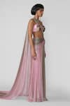 Buy_Aisha Rao_Pink Sequin Tulle Aven Ombre Embellished Pre-draped Saree With Blouse _Online_at_Aza_Fashions