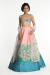 Buy_Aisha Rao_Blue Raw Silk Embroidered Sequin Sweetheart Azurena Ombre Lehenga Set _at_Aza_Fashions