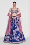 Buy_Aisha Rao_Blue Raw Silk Embroidered Sequin Sweetheart Bleue Floral Lehenga Set _at_Aza_Fashions