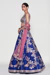 Buy_Aisha Rao_Blue Raw Silk Embroidered Sequin Sweetheart Bleue Floral Lehenga Set _Online_at_Aza_Fashions