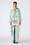 Buy_Aisha Rao_Blue Pure Satin Chiffon Embellished Kinfolk Chroma Printed Kurta And Pant Set _at_Aza_Fashions