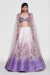 Buy_Aisha Rao_Ivory Lehenga And Blouse Raw Silk Clematis Ombre Applique Work Bridal Set _at_Aza_Fashions