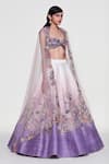 Aisha Rao_Ivory Lehenga And Blouse Raw Silk Clematis Ombre Applique Work Bridal Set _Online_at_Aza_Fashions