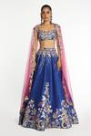 Buy_Aisha Rao_Blue Raw Silk Embellished Gota Sweetheart Neck Cobaltine Lehenga Set _at_Aza_Fashions