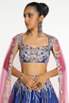 Aisha Rao_Blue Raw Silk Embellished Gota Sweetheart Neck Cobaltine Lehenga Set _Online_at_Aza_Fashions