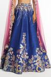 Buy_Aisha Rao_Blue Raw Silk Embellished Gota Sweetheart Neck Cobaltine Lehenga Set _Online_at_Aza_Fashions