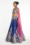 Shop_Aisha Rao_Blue Raw Silk Embellished Gota Sweetheart Neck Cobaltine Lehenga Set _Online_at_Aza_Fashions