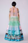 Shop_Aisha Rao_Blue Organza Printed Abstract Straight Neck Elysium Skirt Set _at_Aza_Fashions