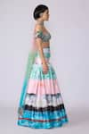 Aisha Rao_Blue Organza Printed Abstract Straight Elysium Skirt And Off Shoulder Blouse Set _Online_at_Aza_Fashions