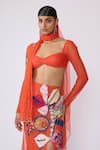 Shop_Aisha Rao_Orange Tulle Embellished Floral Applique Sweetheart Neck Ember Skirt Set _Online_at_Aza_Fashions