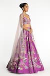 Buy_Aisha Rao_Purple Raw Silk Embellished Floral Applique Eminara Bridal Lehenga Set _Online_at_Aza_Fashions