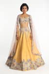 Buy_Aisha Rao_Yellow Lehenga And Blouse Raw Silk Embellished Floral Gleamora Bridal Set _at_Aza_Fashions