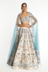 Buy_Aisha Rao_Ivory Raw Silk Applique Floral Sweetheart Neck Seraphique Bridal Lehenga Set _at_Aza_Fashions