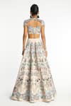 Shop_Aisha Rao_Ivory Raw Silk Applique Floral Sweetheart Neck Seraphique Bridal Lehenga Set _at_Aza_Fashions