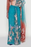 Aisha Rao_Blue Net Embellished Verdance Floral Applique Pre-draped Saree With Blouse _Online_at_Aza_Fashions