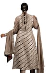 Shop_Bhusattva_Gold Organic Silk Tie Dye Embroidery Leheriya Metallic Pattern Kurta Pant Set _Online_at_Aza_Fashions