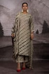 Shop_Bhusattva_Green Organic Silk Tie Dye Embroidery Leheriya Rajasthani Pattern Kurta Set _Online_at_Aza_Fashions