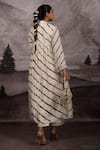 Shop_Bhusattva_Ivory Organic Silk Tie Dye Embroidery Leheriya Shrug Dress Palazzo Pant Set _at_Aza_Fashions