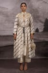 Buy_Bhusattva_Ivory Organic Silk Tie Dye Embroidery Leheriya Shrug Dress Palazzo Pant Set _Online_at_Aza_Fashions