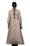 Shop_Bhusattva_Beige Organic Silk Tie Dye Embroidery Leheriya And Badla Work Yoke Anarkali Set _Online_at_Aza_Fashions