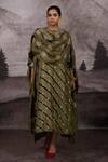 Buy_Bhusattva_Green Organic Silk Tie Dye Flora Cluster Pitta Work Kaftan Cape With Kurta _at_Aza_Fashions