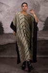 Buy_Bhusattva_Green Organic Silk Tie Patchwork And Pattern Reversible Kaftan With Rope Belt _Online_at_Aza_Fashions