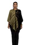 Buy_Bhusattva_Green Organic Silk Embroidered Sequin V Neck Metal Kaftan Top _Online_at_Aza_Fashions