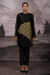 Buy_Bhusattva_Green Banana Fibre Embroidered Metal Sequin Round Patchwork Tunic And Pant Set _at_Aza_Fashions