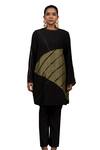 Bhusattva_Green Banana Fibre Embroidered Metal Sequin Round Patchwork Tunic And Pant Set _at_Aza_Fashions