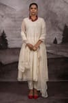 Buy_Bhusattva_Ivory Kurta And Dupatta Organic Cotton Silk Embroidered Zardosi V Neck Pant Set _Online_at_Aza_Fashions