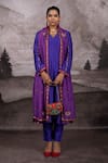 Buy_Bhusattva_Purple Organic Silk Embroidered Zardosi V Neck Kurta Pant Set _at_Aza_Fashions