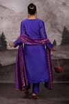 Shop_Bhusattva_Purple Organic Silk Embroidered Zardosi V Neck Kurta Pant Set _at_Aza_Fashions