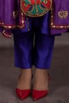 Bhusattva_Purple Organic Silk Embroidered Zardosi V Neck Kurta Pant Set _Online_at_Aza_Fashions