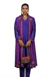 Buy_Bhusattva_Purple Organic Silk Embroidered Zardosi V Neck Kurta Pant Set _Online_at_Aza_Fashions