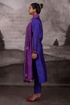 Bhusattva_Purple Organic Silk Embroidered Zardosi V Neck Kurta Pant Set _at_Aza_Fashions